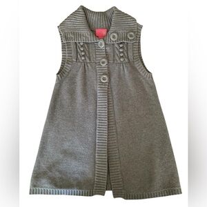Girls J. Khaki Knit Sweater Vest Button Collar Top Open Bottom Gray Size Medium